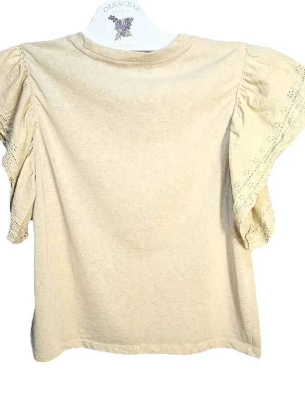 NORDSTROMS DELUC Women’s Lace Detail Flutter Sleeve Crew Neck Top Shirt Size M - Image 12