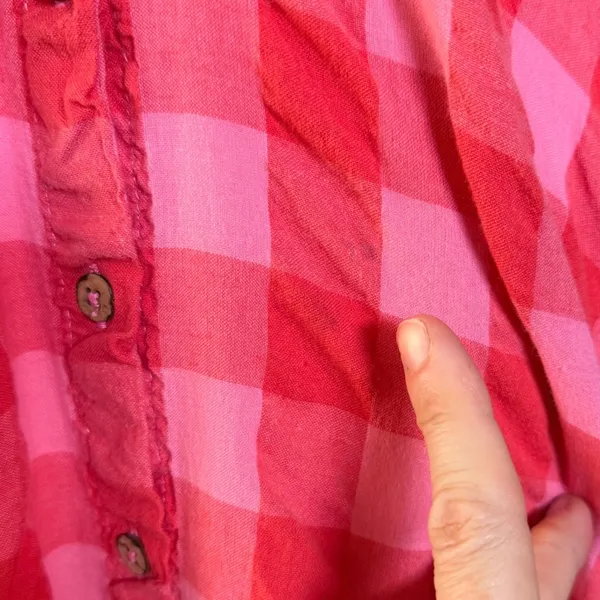 Free People Via Gingham Tie Front Midi Dress Womens Medium Pink Red - Image 9