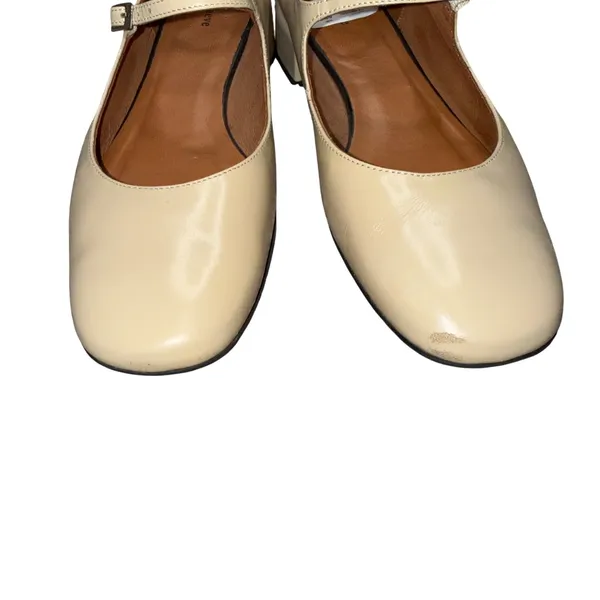 Anthropologie Maeve Double-Strap Block-Heel Mary Jane Flats‎ Creme - Image 6