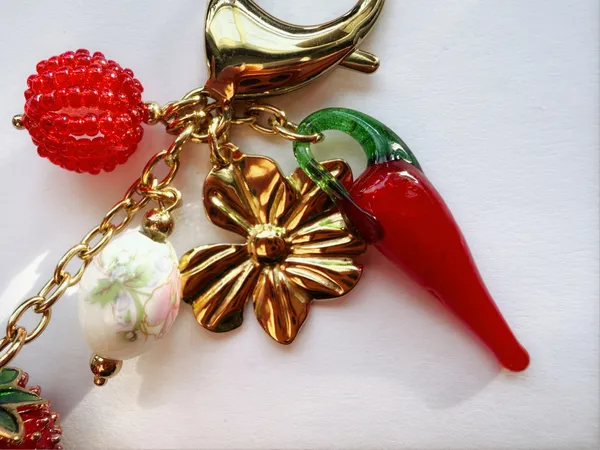 Gold and red farm berries keychain and handbag accessories - Image 4