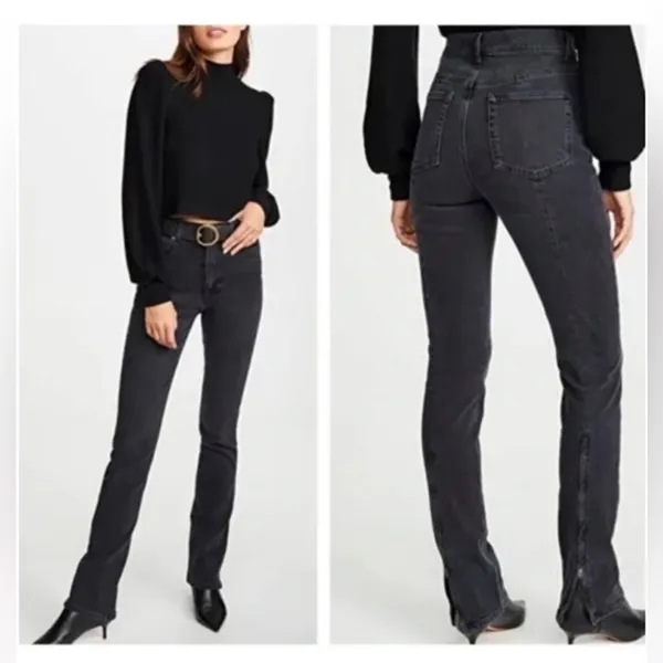 reformation camilla vintage erie black high waisted back ankle zip flare jean - Image 2