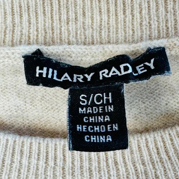 Hilary Radley Cashmere Oatmeal Beige Crewneck Sweater Womens S Minimalist‎ Chic - Image 3