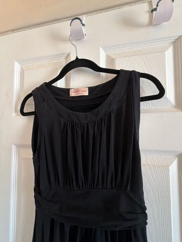 Belle Poque Black Sleeveless Ruched Waist Maxi Dress Small - Image 6