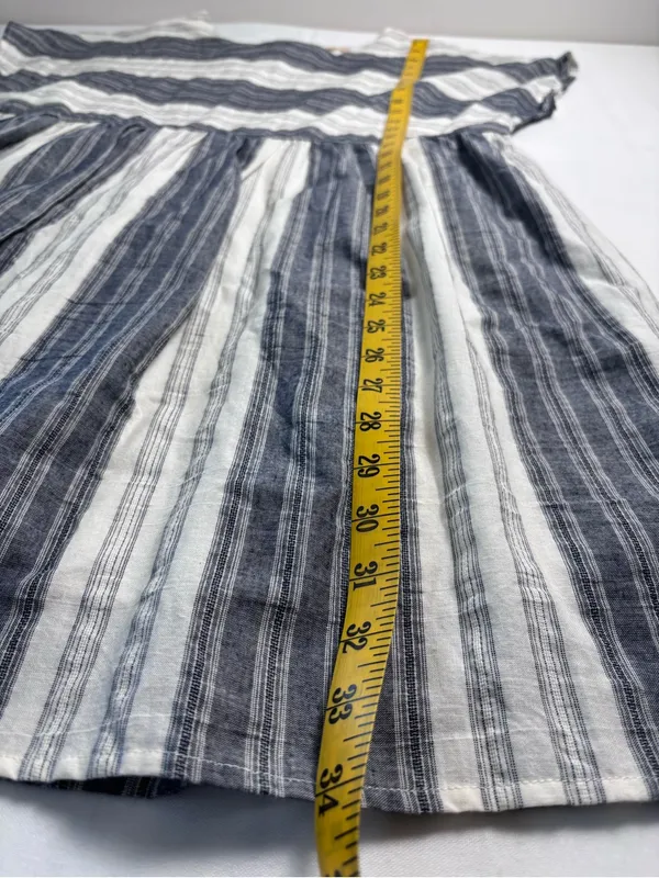 Altar'd State Dress Medium M Gray White Striped Cotton Mini Boho Babydoll Lined - Image 7