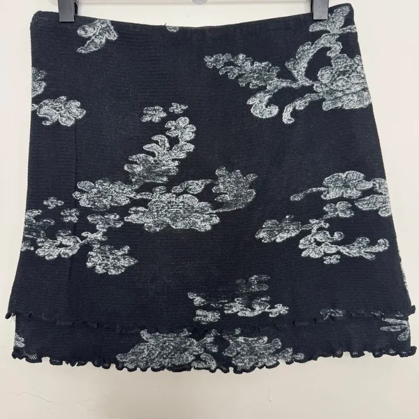 Free People Poppy Mesh Mini Skirt Black & White Floral Size Small Cotton - Image 5