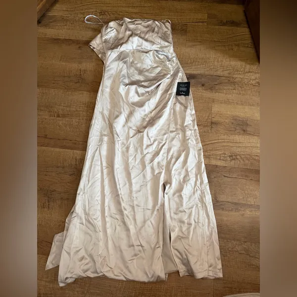 Lulu's Maritza Champagne Satin Sash Tulip Maxi Dress - Image 4