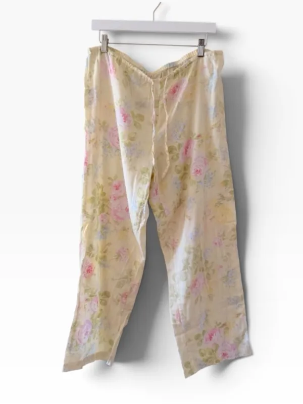 Lauren Ralph Lauren Blue Yellow Pink Floral Embroidered pajama set SZ M #2670 - Image 5