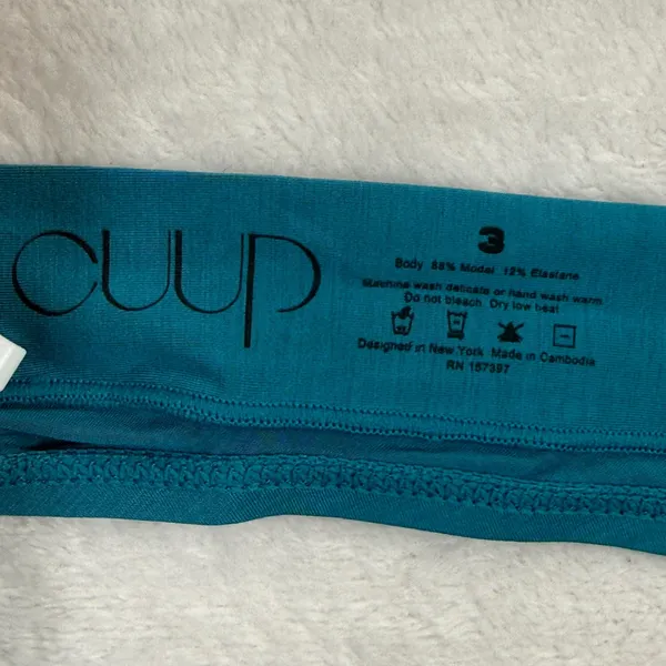 CUUP The Plunge Mesh Bra 32B and Thong Size 3 Set‎ Turquoise Teal NWT - Image 14