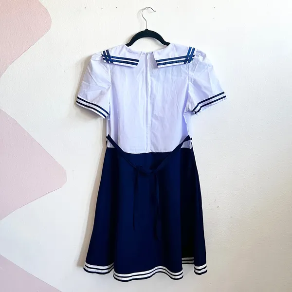 Sailor Dress‎ Flare Blue White Cosplay Costume Anime Nautical Sz Small - Image 2