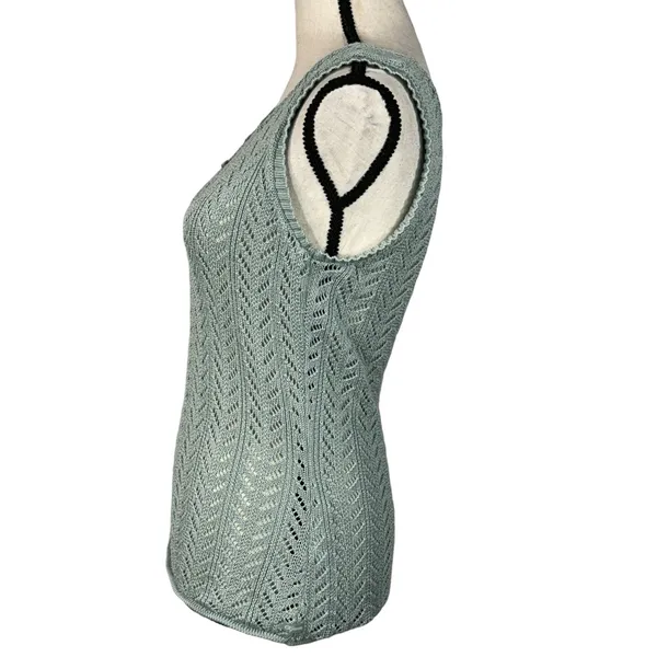 Calvin Klein Jeans Large Top Crochet Sleeveless Semi-Sheer Stretch Round Neck - Image 6