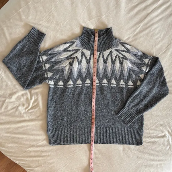 Badgley Mischka Fair Isle Turtleneck Sweater Size L - Image 7