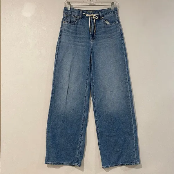 Madewell Superwide-Leg Jeans Size 24 Blue High Rise Wide Leg Denim - Image 2
