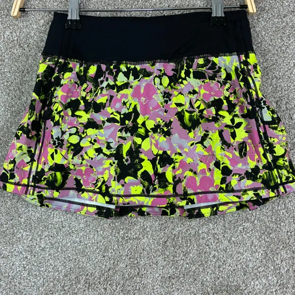 Lululemon Pace Rival Skort Size 0 Neon Floral Tennis Golf Running Athletic Gym - Image 2