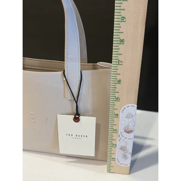 Ted Baker Icon small tote bag in a cream-colored, structured material. - Image 6