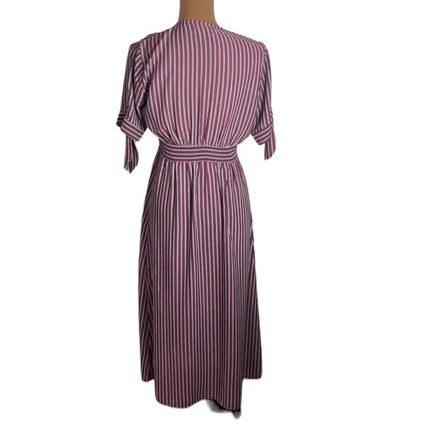 Urban Outfitters Plunging short sleeve striped empire waist midi shirt dress S - Image 3