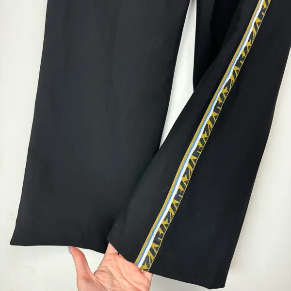Zara Wide Leg Side Tape Stripe Pants Trouser Sz Medium Black - Image 16