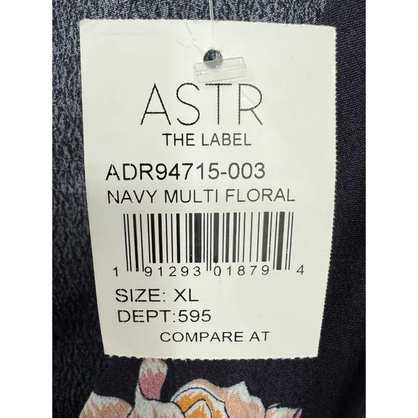 NWT ASTR the Label Womens Navy Blue Floral Puff Sleeve Babydoll Mini Dress Sz XL - Image 3