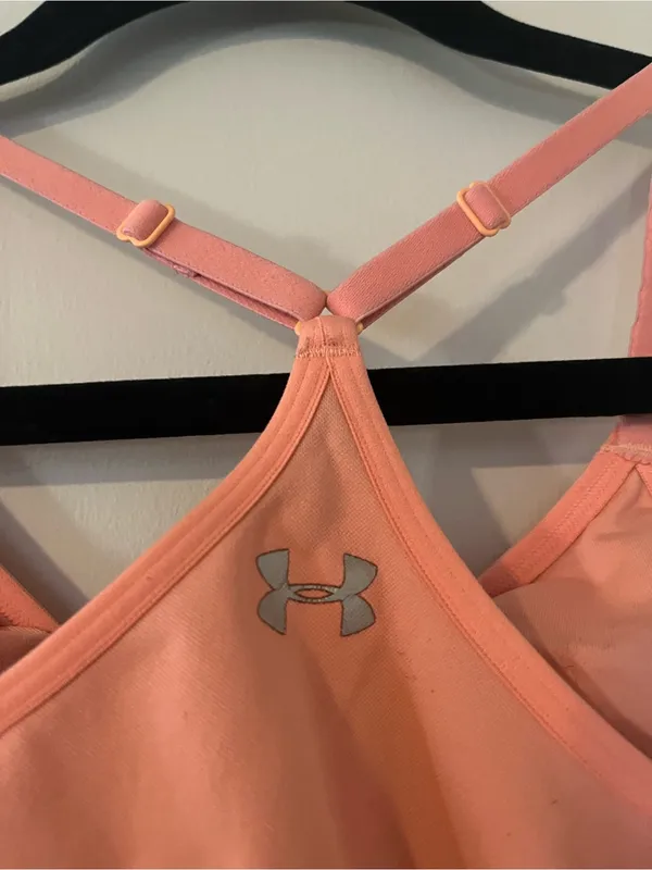 Under Armour Peach Orange Longline Sports Bra Medium Strappy Racerback - Image 4