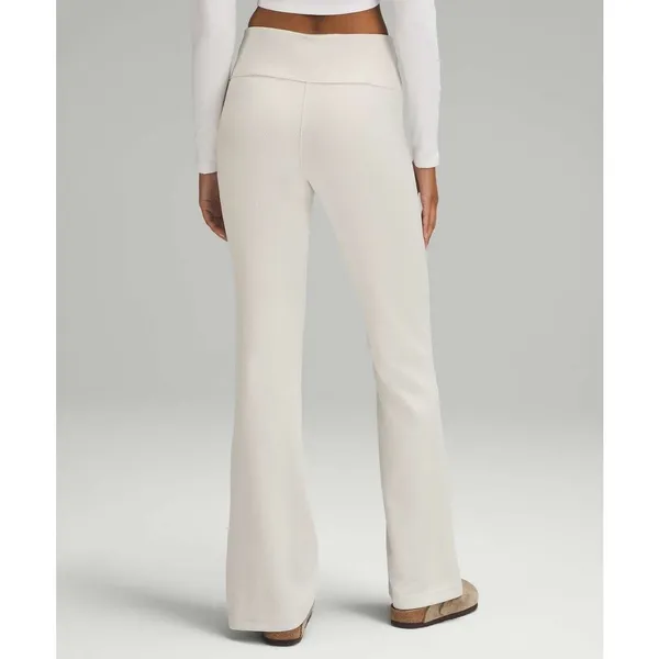 Lululemon Brushed Softstreme Ribbed Zip Flared Pant Size 4 Bone Lounge Casual - Image 2