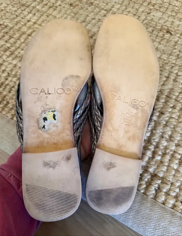 Calico Size 8 Metallic Woven Leather Slingback Sandals Square Toe - Image 6