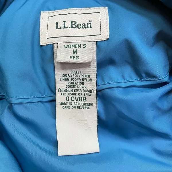 L.L. Bean Goose‎ Down Faux Fur Trim Vest Blue Size Medium - Image 4