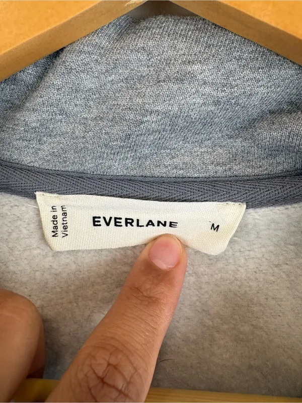 Everlane Luxe Fleece Zip Polo Women's Size Medium Heather Grey - Image 5