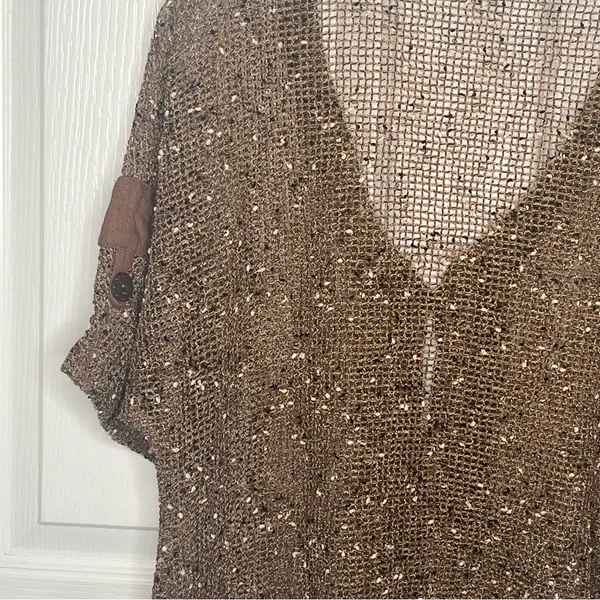 Ultimate Crochet Knit Sweater Top Size S Brown Artsy Natural Earthy - Image 11
