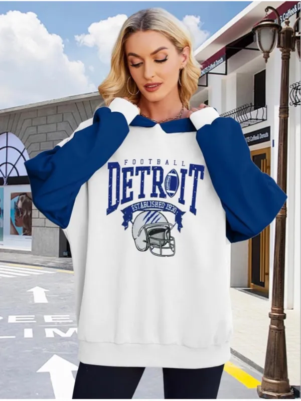 NEW Game Day Detroit Hoodie Football Graphic Pullover Sweatshirt M - Image 4