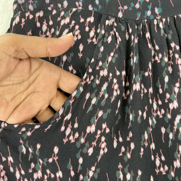 Garnet Hill Micro Floral Print Dress V-Neck Long Sleeve‎ Casual Midi Dress 12 - Image 7