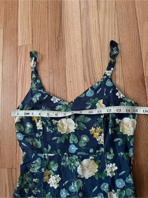 Old Navy Blue Yellow Floral Midi Dress Small Cottagecore Summer Feminine Beach - Image 3