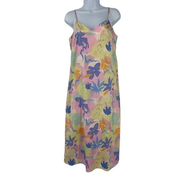 Chi Chi Satin Slip Dress Sz 10 Y2K Coquette Pastel Florall Festival Maxi Resort - Image 2