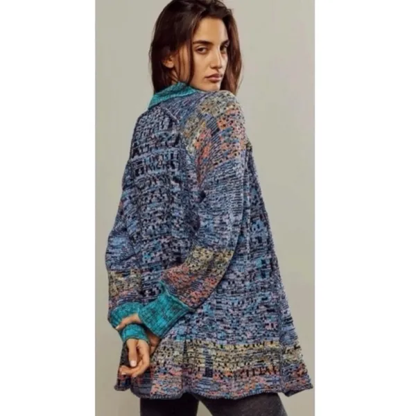 Free People Bohemian Seasons Of Sun Oversized Tunic Sweater Dress XL 70s Fall - Image 3