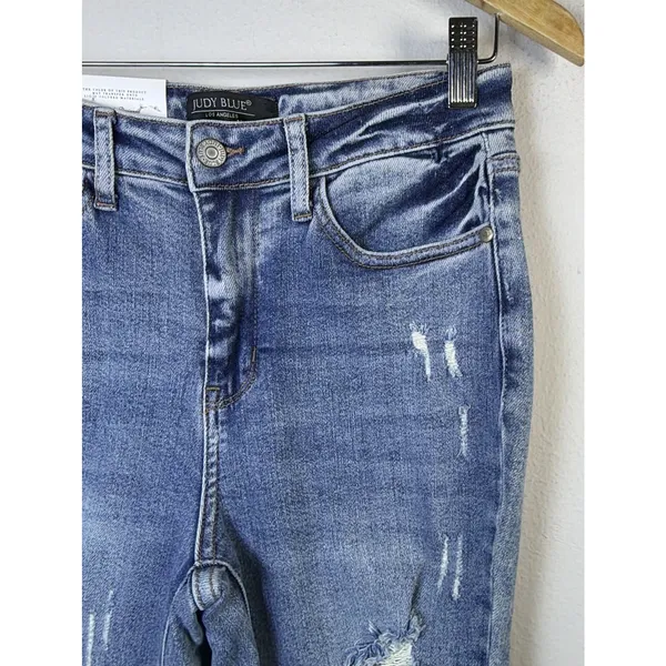 Judy Blue 5 27 High Rise distressed Flare Jeans slimming bohemian western NWT - Image 6