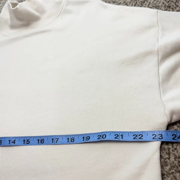 FRAME‎ Sweatshirt Womens S Cream Mock Neck Pima Cotton Oversized Distressed Vtg - Image 10