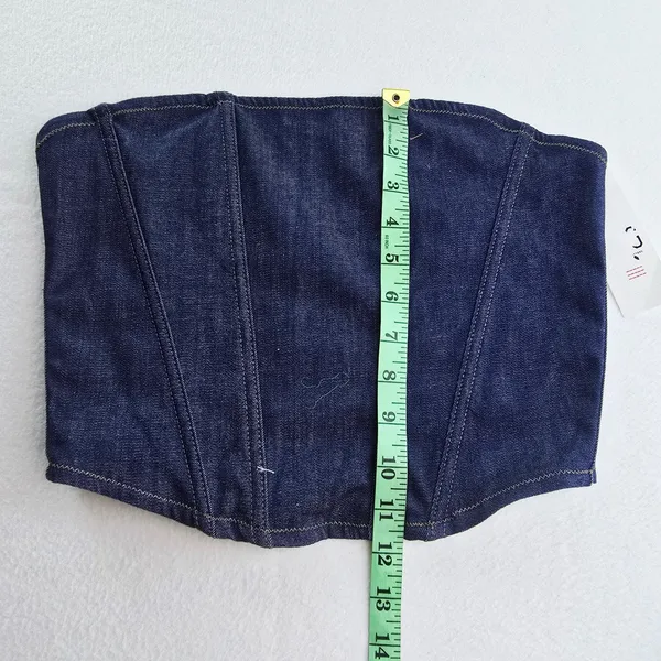 BDG Urban Outfitters NWT Denim Corset Tube Top Indigo‎ Blue Strapless Hook Eye L - Image 8