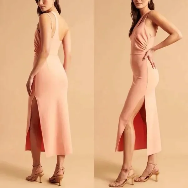 Abercrombie & Fitch Dress Crossover Bodice NWT‎ FLAWS Peach Pink Size Large - Image 3