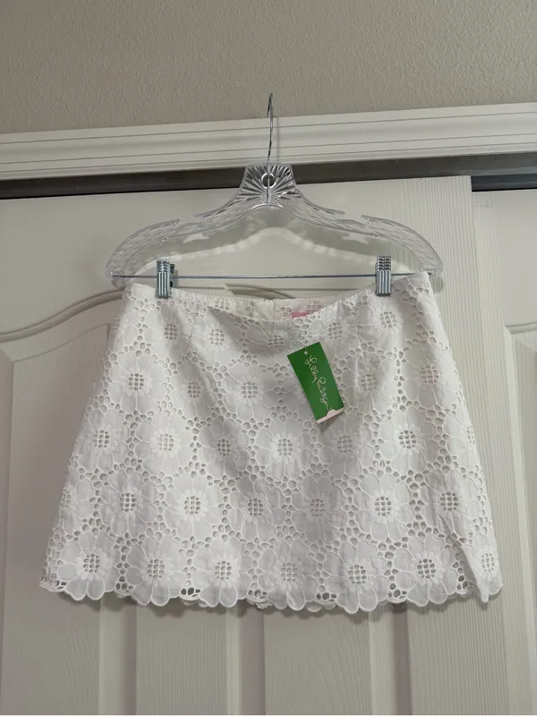 NWT Lilly Pulitzer Tate Skirt White Eyelet Lace in Resort White - Image 6