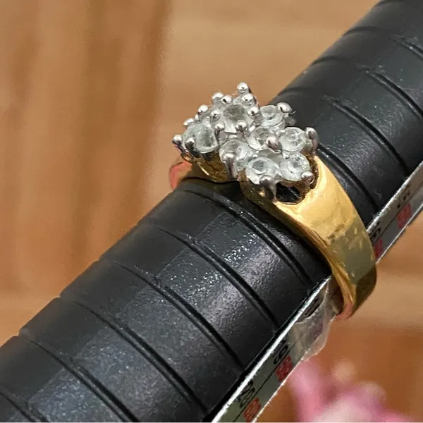 Vintage 18KGE Gold Electroplated CZ Cocktail Ring Size 8 - Image 11