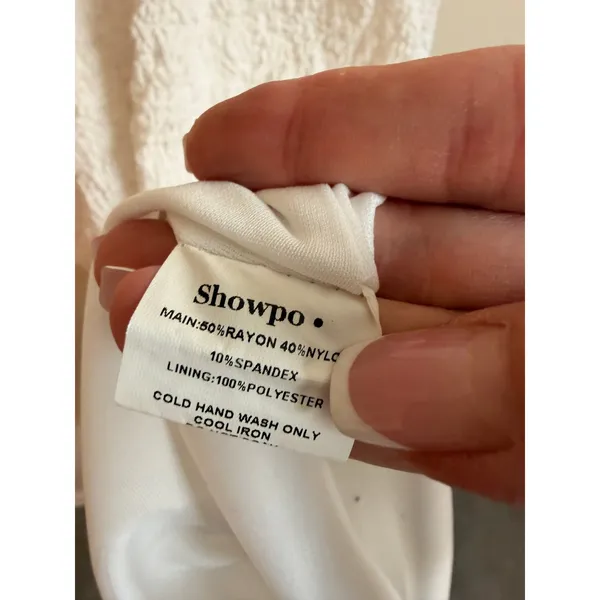 Showpo Dress Women 10 White Bodycon Textured Popcorn Midi Scoop Neck‎ Sleeveless - Image 7