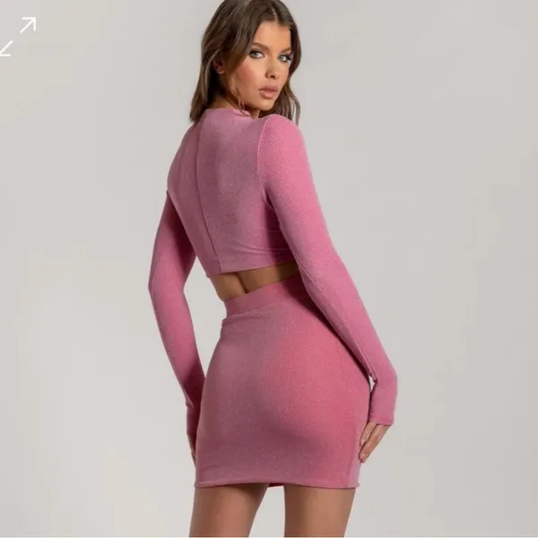 NWT Meshki CeCe Pink Ribbed Knit Mini Skirt, size M Barbiecore boho Y2K ballet - Image 5