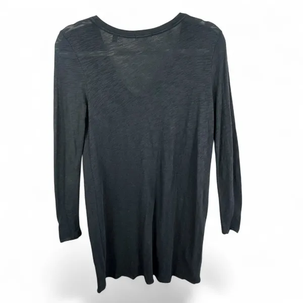ATM Anthony Thomas Melillo Womens Slub‎ Cotton V-Neck Long Sleeve Dress Black XS - Image 3