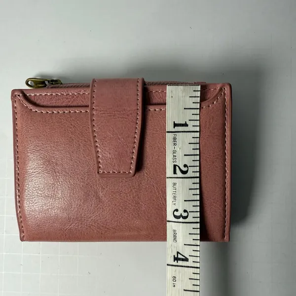 Blush Pink Compact Bifold Wallet Faux Leather Zipper Coin Pocket Card Holder NWT - Image 3