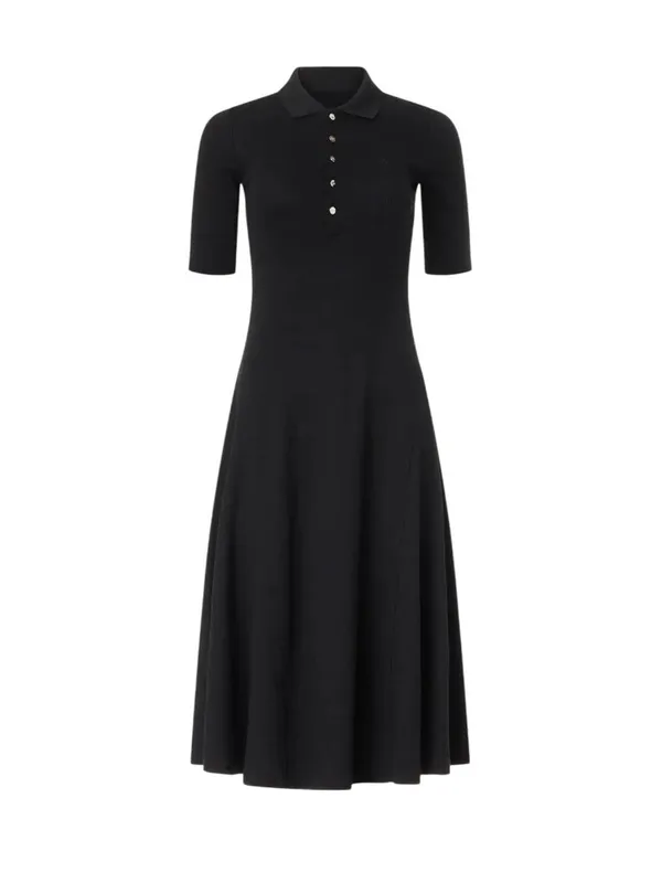 Lauren Ralph Lauren Lillianna Dress in Black Large Womens Midi Knit Ribbed Polo - Image 11