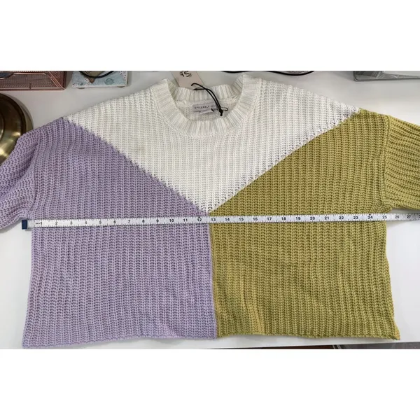 Sincerely Jules Colorblock Chunky Knit Sweater Oversized Drop‎ Shoulder Med NWT - Image 6