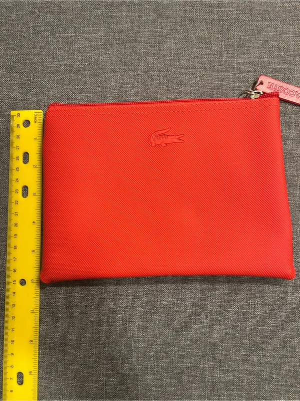 Lacoste Red Embossed Croc Zip Pouch - Image 2