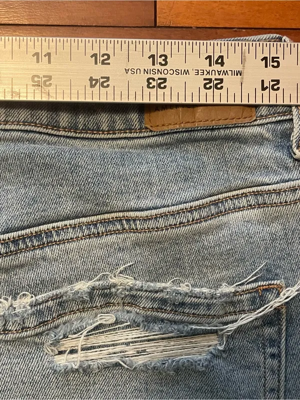 American Eagle Jeans Womens 12 Blue Denim Mom Straight Jean High Rise Distressed - Image 7