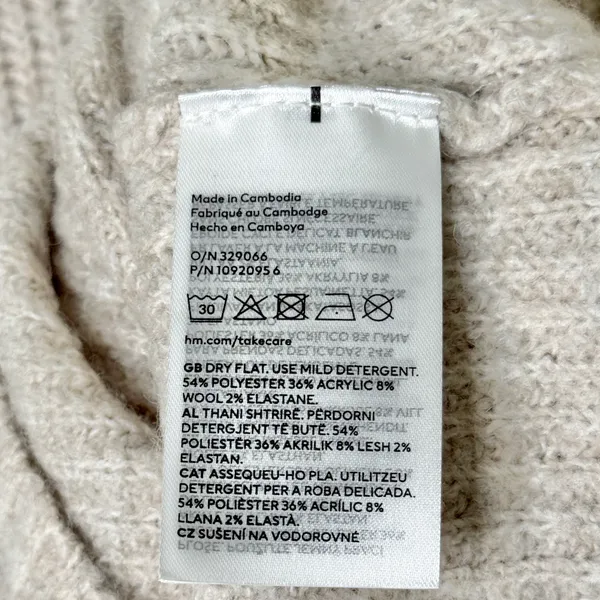 NWT H&M Wool Rib Knit Turtleneck Sweater Grey Oatmeal Women’s Size Medium - Image 5