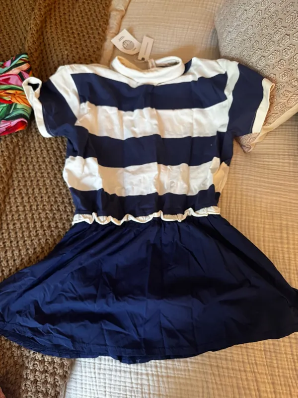 Anthropologie Daily Practice Navy and White T-Shirt Playsuit - Image 9