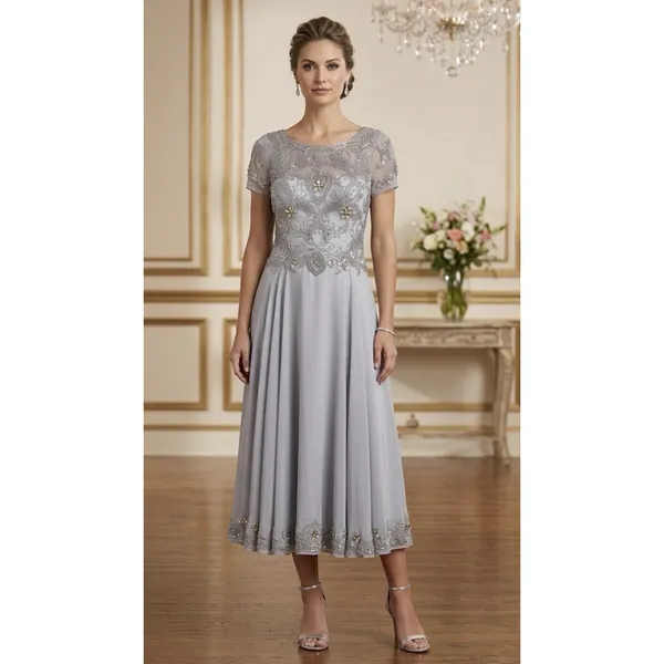 Xscape Dress 5031X Size 12 Midi Dress Blue Embellished Mother Of The Bride - Image 9