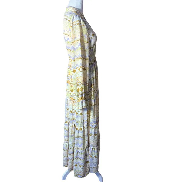 Shyanne Maxi Dress‎ Womens XS Multicolor Excellent Southwestern Tiered V-Neck - Image 5